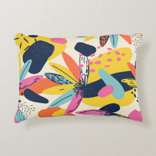 Modern exotic jungle plants illustration pattern. Decorative Cushion