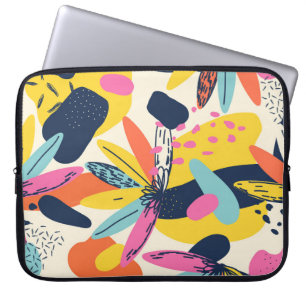 Modern exotic jungle plants illustration pattern. Laptop Sleeve