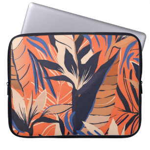 Modern exotic jungle plants illustration pattern. laptop sleeve