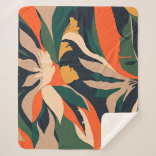 Modern exotic jungle plants illustration pattern. sherpa blanket