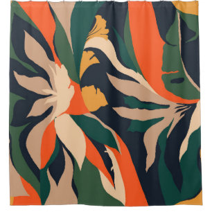 Modern exotic jungle plants illustration pattern. shower curtain