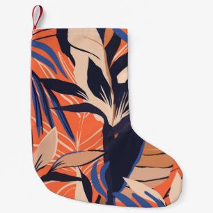 Modern exotic jungle plants illustration pattern. small christmas stocking