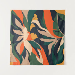 Modern exotic jungle plants illustration pattern. tapestry