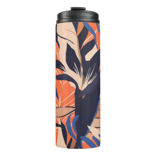 Modern exotic jungle plants illustration pattern. thermal tumbler