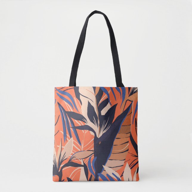 Modern exotic jungle plants illustration pattern.  tote bag (Front)