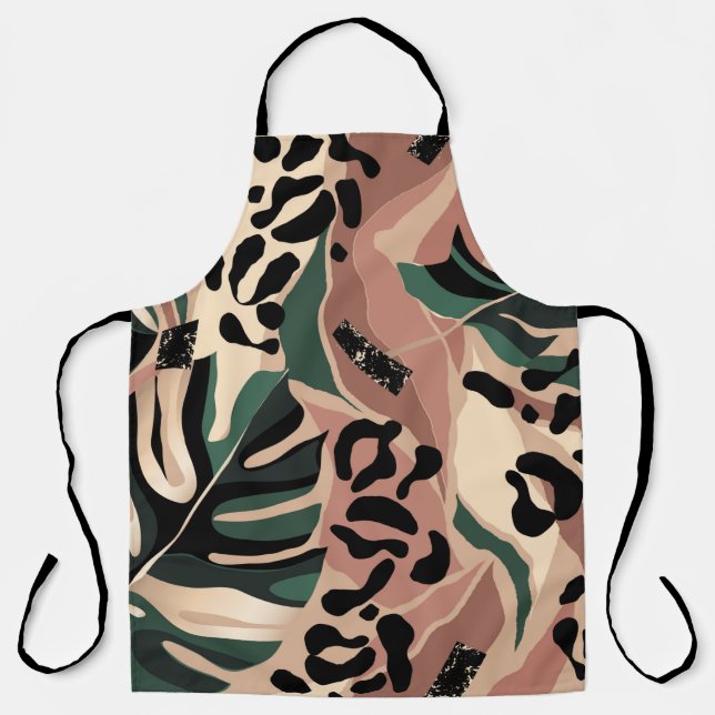Modern exotic pattern with leopard skin. Creative  Apron (Front)