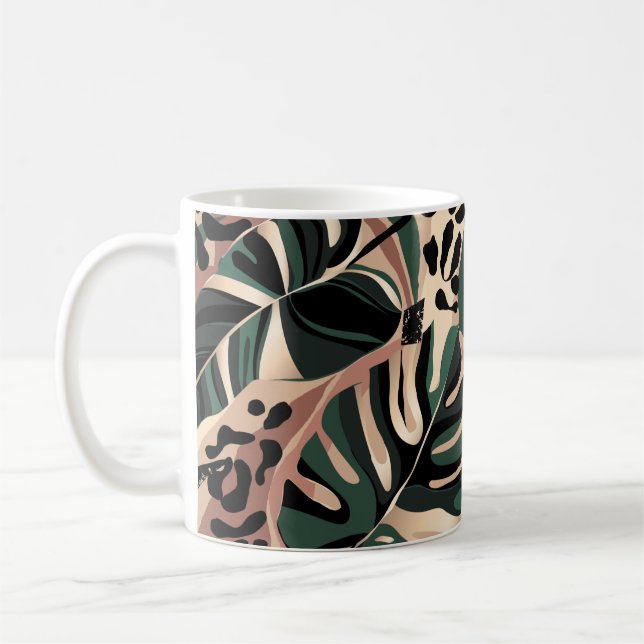 Modern exotic pattern with leopard skin. Creative  Coffee Mug (Left)
