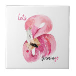 Modern Exotic Pink Let's Flamingo Watercolor  Ceramic Tile<br><div class="desc">Modern Exotic Pink Let's Flamingo Watercolor</div>