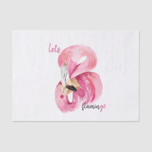 Modern Exotic Pink Let's Flamingo Watercolor  Tissue Paper