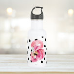 Modern Exotic Pink Watercolor Flamingo & Dots 532 Ml Water Bottle<br><div class="desc">Modern Exotic Pink Watercolor Flamingo & Dots</div>