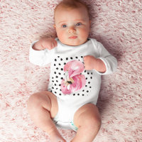 Modern Exotic Pink Watercolor Flamingo & Dots