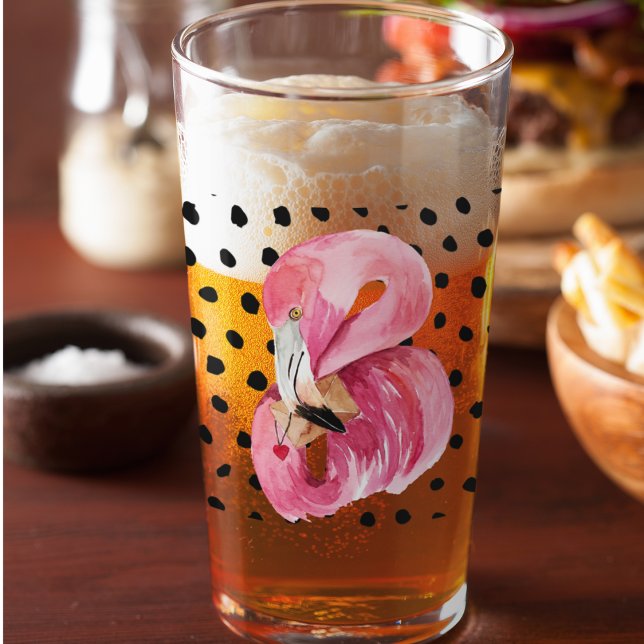 Modern Exotic Pink Watercolor Flamingo & Dots Glass (Creator Uploaded)