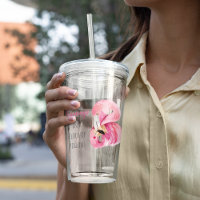 Modern Exotic Pink Watercolor Flamingo With Quote