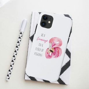 Modern Exotic Pink Watercolor Flamingo With Quote Case-Mate iPhone Case