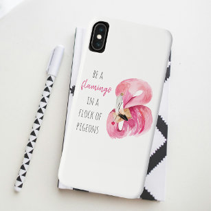 Modern Exotic Pink Watercolor Flamingo With Quote Case-Mate iPhone Case
