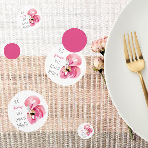 Modern Exotic Pink Watercolor Flamingo With Quote Confetti