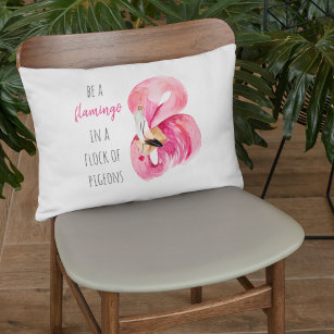 Modern Exotic Pink Watercolor Flamingo With Quote Decorative Cushion