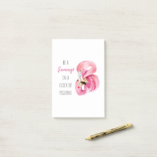 Modern Exotic Pink Watercolor Flamingo With Quote Post-it Notes