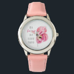 Modern Exotic Pink Watercolor Flamingo With Quote Watch<br><div class="desc">Modern Exotic Pink Watercolor Flamingo With Quote</div>