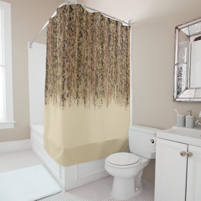 Modern Exotic Safari Abstract Glam Print Shower Curtain (In Situ)