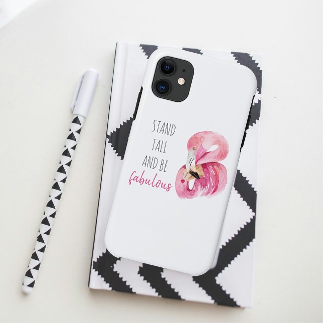 Modern Exotic Stand Tall And BE Fabulous Flamingo Case-Mate iPhone Case (Creator Uploaded)