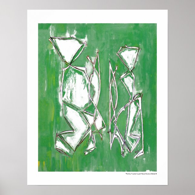 Modern Expressionism Colourful Geometric Couple Ar Poster (Front)