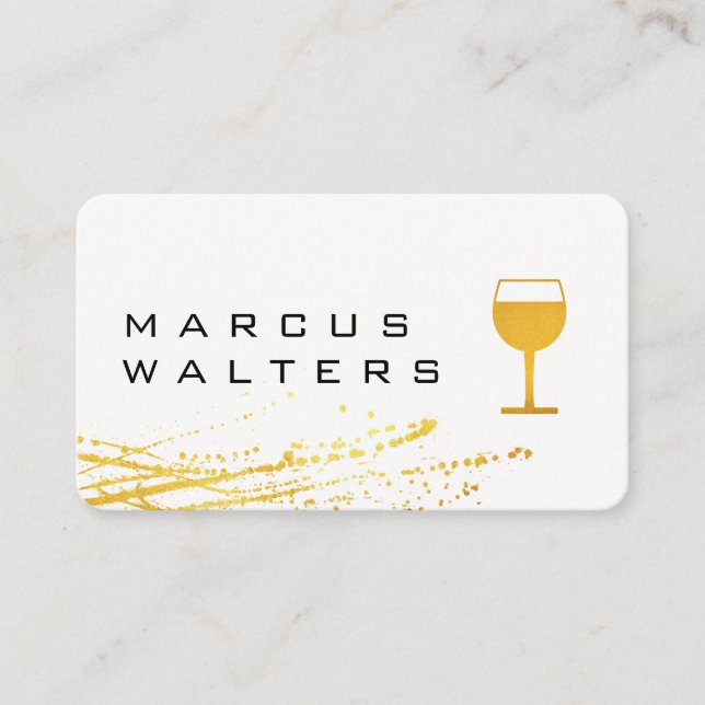 Modern Expressive with Wine Glass Icon Business Card (Front)