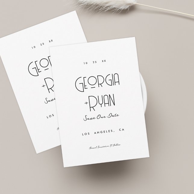 Modern Extra Minimalist Plain Art Deco Wedding Save The Date (Creator Uploaded)