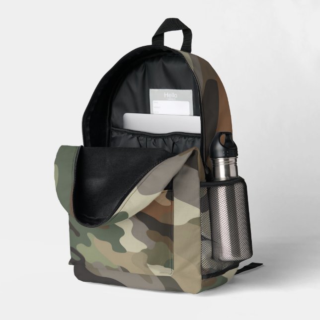Modern Eye Catching Camouflage Printed Backpack (Back Corner Right (Open))