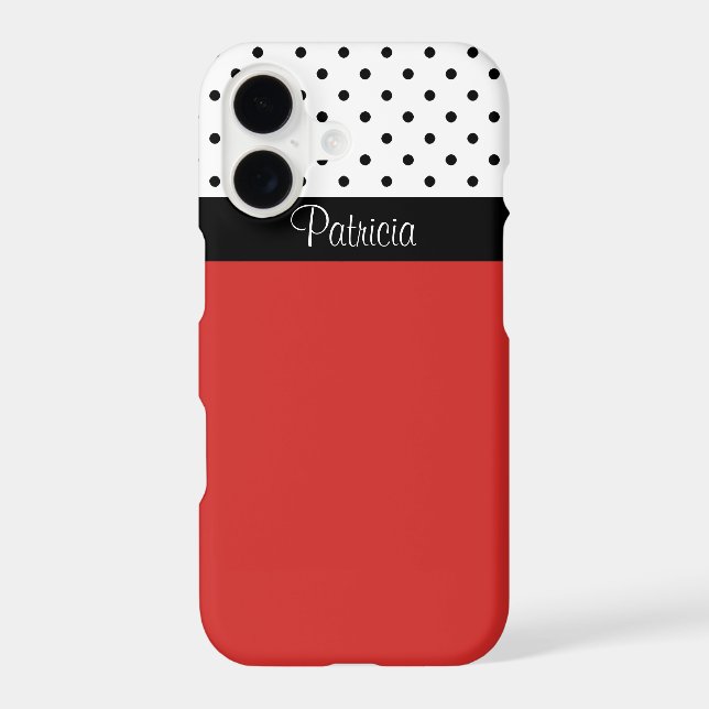 Modern Eye-Catching Red, White & Black Polka Dots (Back)