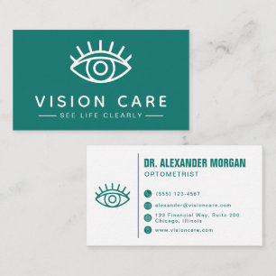 Modern Eye Doctor Clean Optometrist Vision Care Business Card