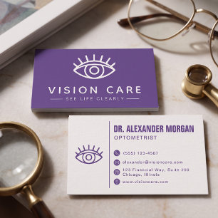 Modern Eye Doctor Clean Optometrist Vision Care Business Card