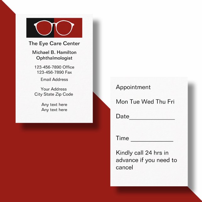 Modern Eye Doctor Medical Appointment Business Card (Creator Uploaded)