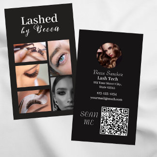 Modern Eye Lash Extension qr code Business Card