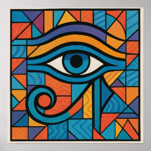 Modern Eye of Horus Geometric Abstract Poster