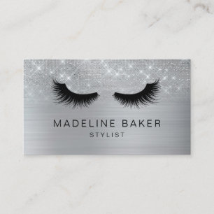 Modern Eyelashes Makeup Silver Glitter Lashes Lash Business Card