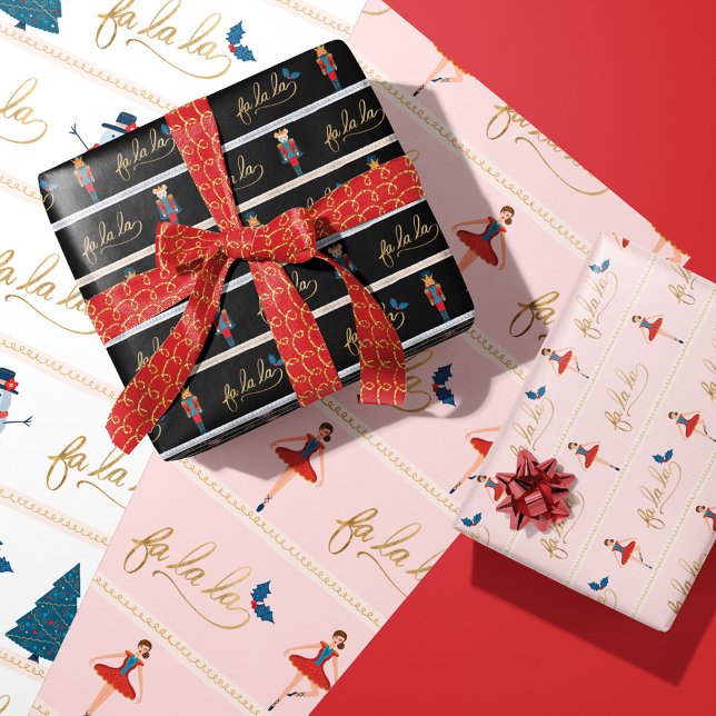 Modern Fa La La Christmas Nutcracker Characters Wrapping Paper Sheet (Modern Fa La La Christmas Nutcracker Characters Wrapping Paper Sheets)