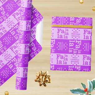 Modern Fa La Purple Simple Christmas Add Name Wrapping Paper