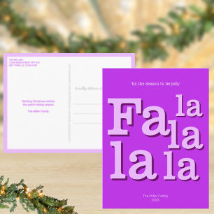 Modern Fa La Purple Simple Minimal Christmas Postcard
