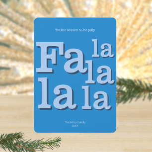 Modern Fa La Sky Blue Simple Typography Chic Holiday Card