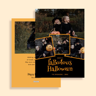 Modern Faboolous Halloween Photo Collage Holiday Card