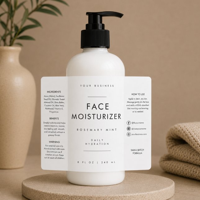 Modern Face Moisturizer 8oz Bottle Label (Creator Uploaded)