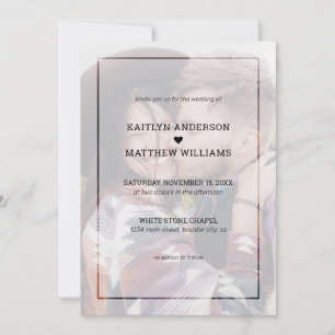 Modern Faded Photo Minimalist Typography Wedding Invitation