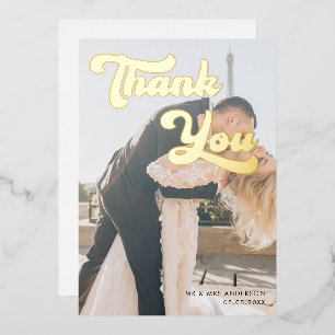 Modern Faded Photo Overlay Retro Thank You Wedding