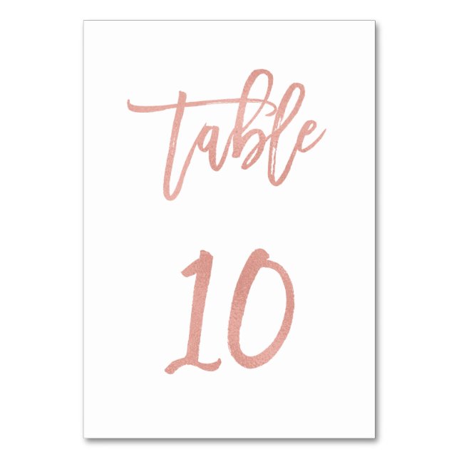 Modern Fairytale Rose Gold Wedding Table Number 10 (Front)