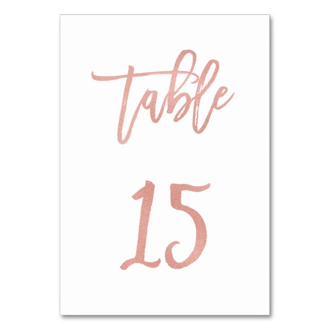 Modern Fairytale Rose Gold Wedding Table Number 15 (Front)