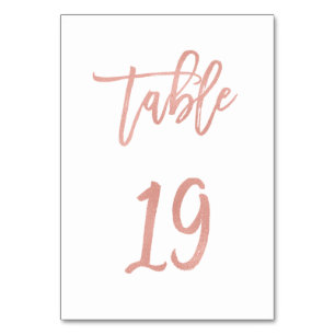 Modern Fairytale Rose Gold Wedding Table Number 19