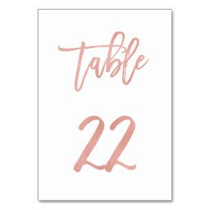 Modern Fairytale Rose Gold Wedding Table Number 22