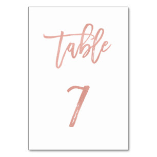 Modern Fairytale Rose Gold Wedding Table Number 7