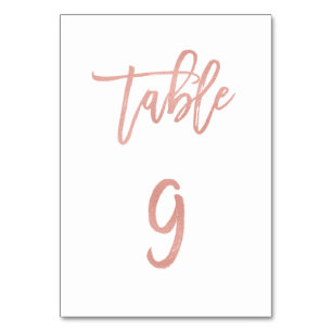 Modern Fairytale Rose Gold Wedding Table Number 9
